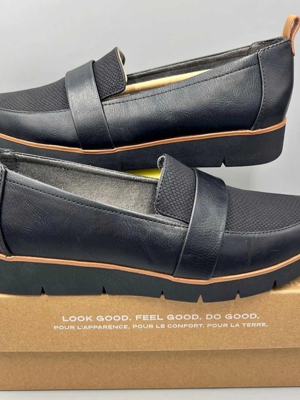 Dr Scholls Webster Black  Loafers Slip On Shoes Faux Snakeskin. Women's Sz 8.5